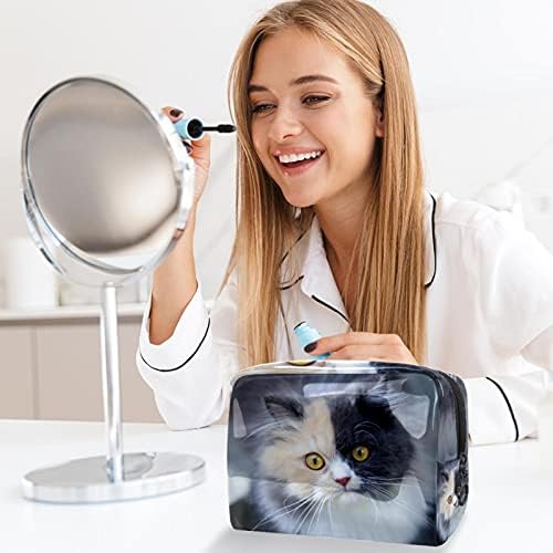 Bolsa de cosméticos de gato fofa para mulheres bolsa de moda fofa bolsa de maquiagem à prova d'água Bolsa de higiene pessoal