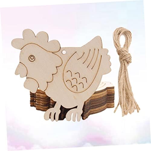 Sewacc 20pcs tags de madeira decorações inacabadas Cabine artesanato de aniversário pingente pingente pingente de frango