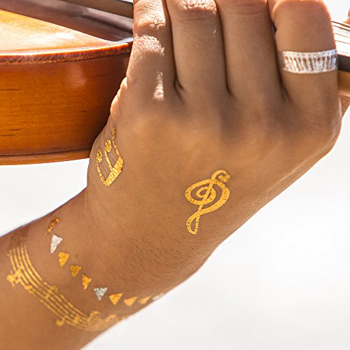 Tatuagens de jóias metálicas no estilo Tattoo Flash - tatuagens de jóias de ouro e prata - Visões
