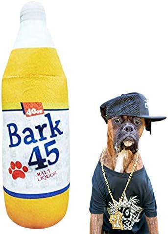 Cão turbulento - Bark 45 Toy Dog - 40oz. Brinquedos de álcool para cães - brinquedos de cachorro de pelúcia paródia de bebida
