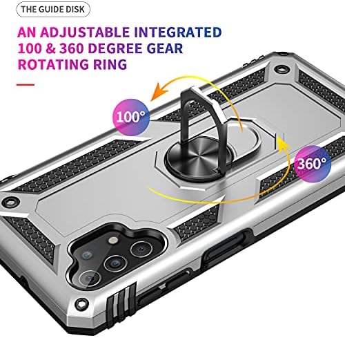 Dionsibei Grade Military Drop Impact para Samsung Galaxy A32 5G Caso Galaxy A32 5G Case 360 ​​Metal Roting Ring Kickstand Armour