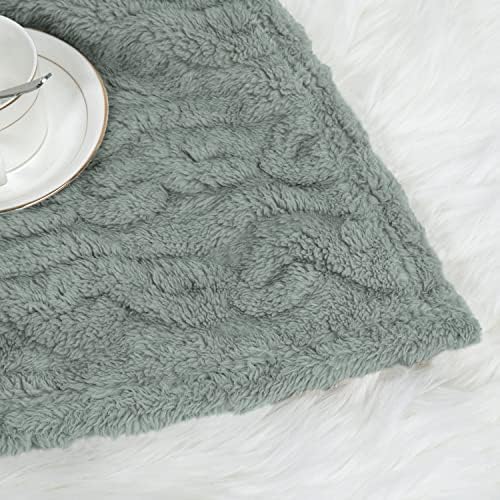 Homritar 2 pacote 3d lã Fluffy Fuzzy Blanket for Baby e crianças cobertas com elegante 3D Sherpa Fleece Edge Design Celadon e Red