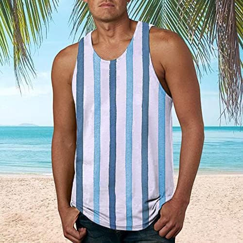 Tampo tampo masculino de algodão masculino camisetas tanques de tanque casual Casual masculino listras verticais camisetas praia sem mangas praia