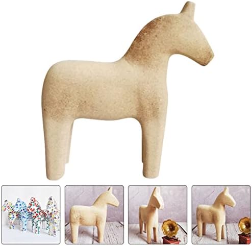 Coheali Wood Horse Sculpture Crafts sueco Dala Horse inacabado Figure de madeira Dala Pintura neutra de cavalo Dala estátua de cavalo inacabado estatueta de cavalo sem pintura, 19x16x5cm, 4087b5167px7u401i