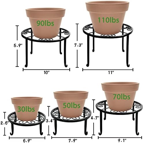 Planta de metal Stand 5 Pack Plant Stands para plantas externas internas múltiplas prateleiras de ferro à prova de ferrugem