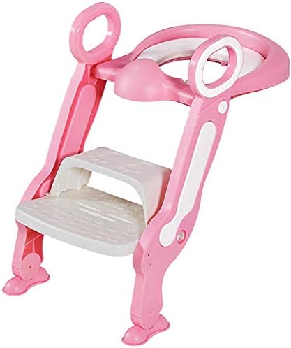 Rails rosa com potty Potty Papys Papts Banheiro com fezes de passo, até 70 kg, cadeira de degrau para meninas meninas com alças e backrest