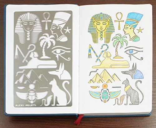 Aleks Melnyk 31 Estêncil de metal egípcio, estêncil de hieróglifos para pinturas egípcias, recortes egípcios, modelo de