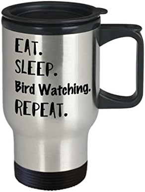 Coma o pássaro do sono assistindo a repetir a caneca de café de viagem, idéias engraçadas de presentes de aniversário?