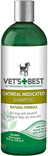 O melhor shampoo de aveia medicamentoso do veterinário para cães | Acalma a pele seca do cachorro | Limpa, hidrata e condiciona a pele e o revestimento | 16 onças