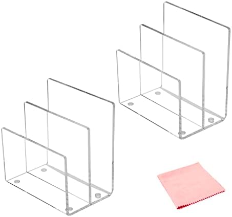Combinação de vida 2 Seções Organizador de desktop de mini -arquivo acrílico Clear 6 polegadas W por 4,1 polegadas D por 6,5 polegadas H conjunto de 2