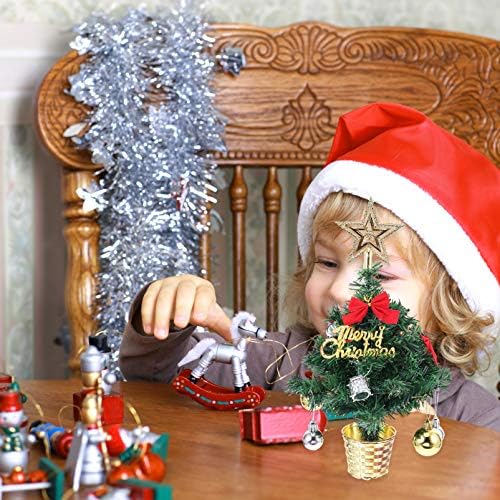 Kesyoo 30cm Mini Christmas Tree with Red Christmas Ornament Star Tree Tree e Feliz placar de Natal para a mesa de decoração