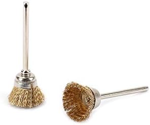 Wenfo 20pcs 3/5 ”de cobre caneta de cobre escova de arame de bronze caneta de aço com revestimento de latão, ferramenta rotativa de limpeza de polimento em forma de roda da tigela para remoção de ferrugem/corrosão/tinta
