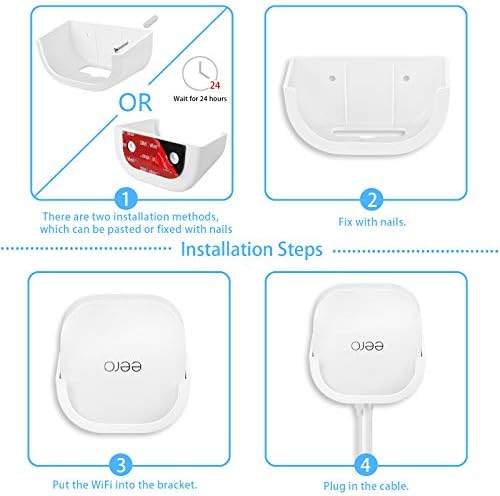 Montagem de parede sem parafuso para Eero 6 Mesh dupla Malha Wi-Fi 6 Porta de roteador, sem necessidade de ferramentas, fácil de instalar, sem perfuração e forte montagem adesiva VHB por Holaca