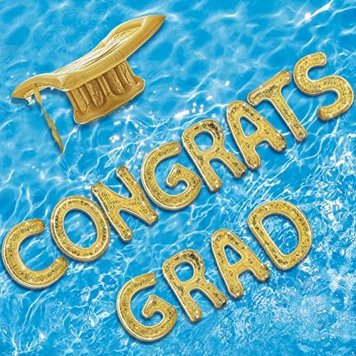13 PCs parabéns graduados piscina inflável flutuadores de cartas define hat hat piscina flutuação de 20 polegadas de 20 polegadas de piscina inflável decorações flutuantes para festa da piscina de formatura ou decorações internas com pontos adesivos