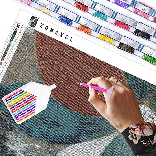 ZGMAXCL 5D Kit de pintura de diamante DIY para adultos redondo flores de broca completa colorida cristal de tamanho grande decoração de decoração artesanal 43,3 x 23,6 polegadas