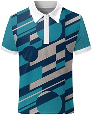 Camisa de camisa para homens Mens primavera e verão Fashion Lapeel Zipper curto manga impressa camiseta camisa mock pescoço