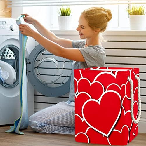 Indicultor de amor vermelho corações Padrão de lavanderia grande cesto de roupa prejudicável a água cesta de roupas para roupas