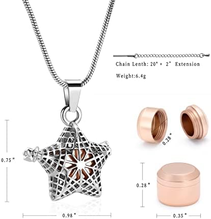 Dotuiarg Star forma de colar de urna com urna cremação jóias cinzas de lembrança jóias memoriais