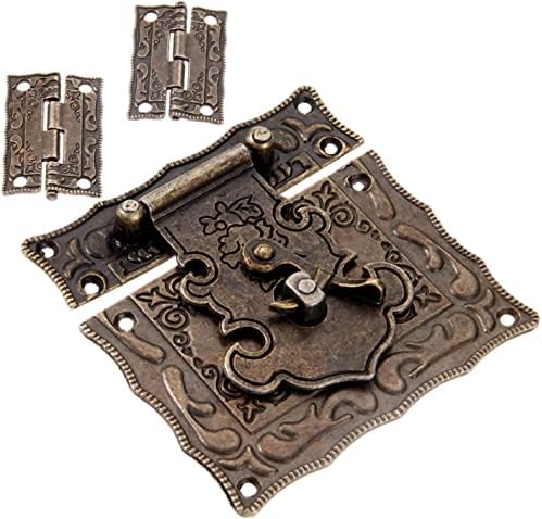 Koaius deita pequena 2pcs Antigo armário de bronze de dobradiça kit de hardware de móveis antiquado + 1pc caixa