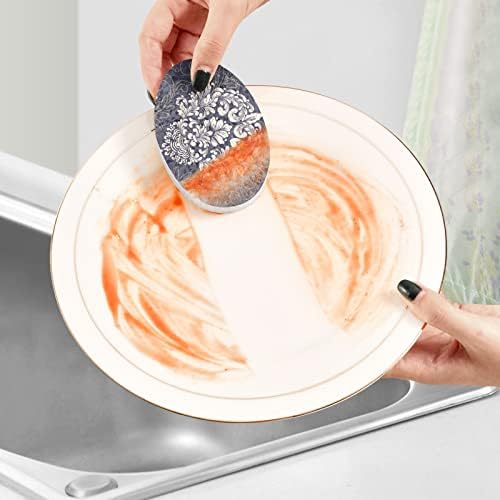 3pcs esfregar esponjas retro barrocas damasco de prato pop-up esponja para limpeza de cozinha banheiro doméstico não