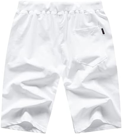 Mens shorts treino de calças casuais atléticas zíper bolsos de cordão de cordão de grama de algodão respirável para caminhada de jogging