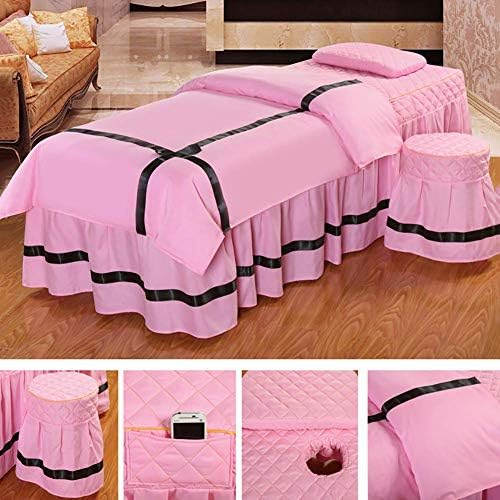 Zhuan Massage Basking Salia Profeta Tampa da banca, lençóis de massagem com orifício de descanso de rosto, Microfiber Ruffles de beleza capa de cama de 4 peças RINCA 80X190CM