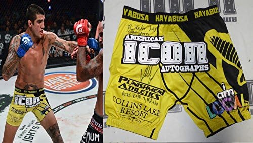 Kendall Grove assinou o Bellator 143 Fight Wast Used Shorts Trunks Bas Beckett Coa - Roupas de boxe autografadas e troncos