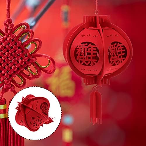 Operitacx Decoração de casa vermelha Decorações chinesas para o festival chinês e celebração lanterna chinesa Lucky Red Feliz ano novo 3D Puzzle Lantern Decorações de casamento