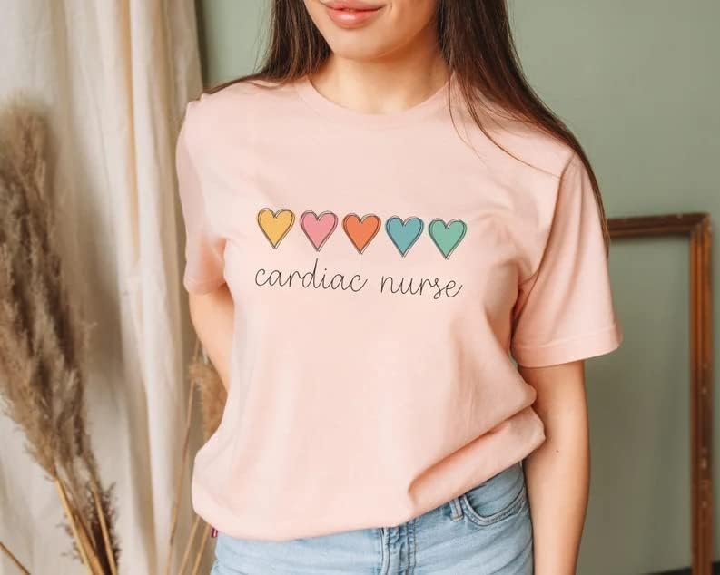 Camisa de enfermeira cardíaca do coração retrô, camisa de enfermeira da CVICU, presente para a semana da enfermeira da CVICU