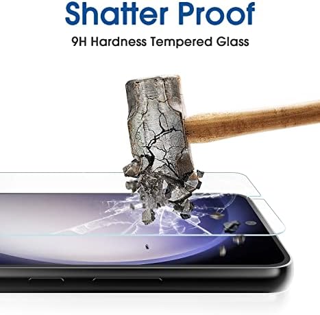 AMFILM 2+2+2 Pacote compatível com o Samsung Galaxy S23 5g 6,1 polegadas OneTouch Protetor de tela de vidro temperado e um caso claro [anti-amarelo]