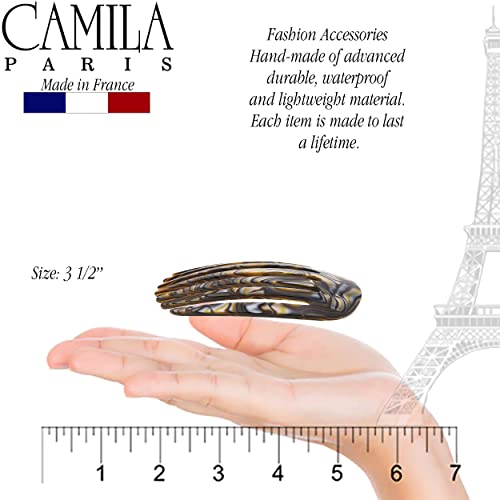 CAMILA PARIS CP3398 FRANCE Hair Side Pent Small arredondado, Onyx, penteados de cabelo francês de torção francesa, clipes