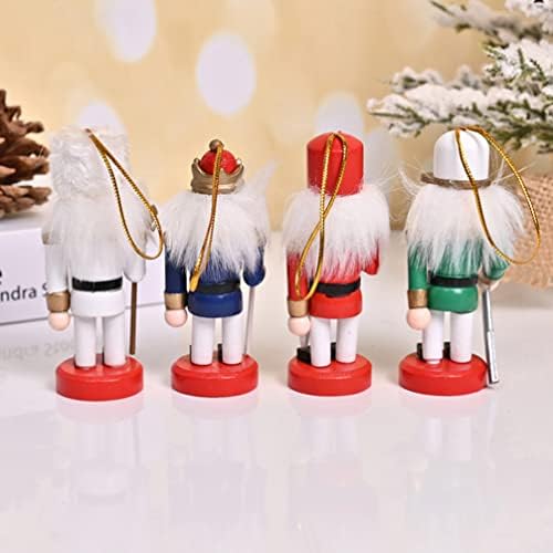 ABOOFAN Decorações de Natal Pingentes de madeira 4 PCs Ornamentos de nozes de Natal Figuras de quebras de nozes de