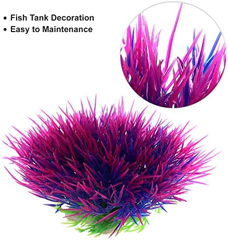 Vocoste 1 PC Bola de grama de aquário artificial, plástico aquático de grama pequena para a decoração de simulação de paisagem de tanques de peixes, verde azul roxo, 3,15x5,71 polegadas
