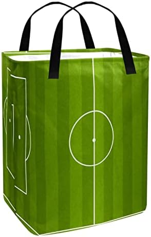 Kapotofu Roundry cesto com alça, campo de futebol esportivo verde colapsível grande cesta de armazenamento de algodão para