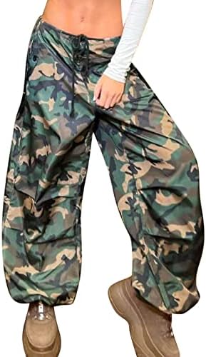 Calça formal para mulheres cargo de carga calças de cintura alta as calças adequadas camuflagem de bolso de corredor ativo