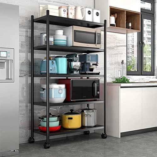 Rack de armazenamento de metal de armazenamento SEESD com rodas Prateleiras ajustáveis ​​Armário de armário de cozinha