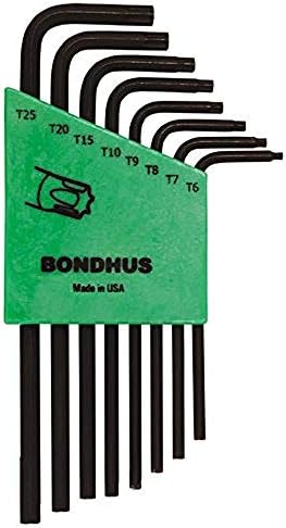 Bondhus 31832 Conjunto de 8 estrelas L-Wrenches, comprimento longo, tamanhos T6-T25