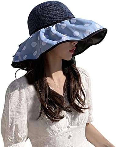 Womens Beach Straw Sun Hat Hat Womens Outdoor Dot Print