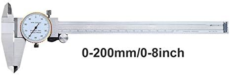 Aço inoxidável completo de aço inoxidável 0-200 mm Dial de pinça vernier de pinça de medição de medição de medição da ferramenta de métrica de métrica de choques vernier 0,01 mm