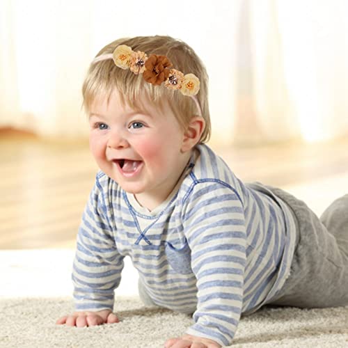 Doce e versátil bandana de flor de flores simulada de novas crianças simples e elástico de nylon elástico de nylon, floral com faixas de nylon para garotas recém -nascidas chuveiro sem laços para cabelos para