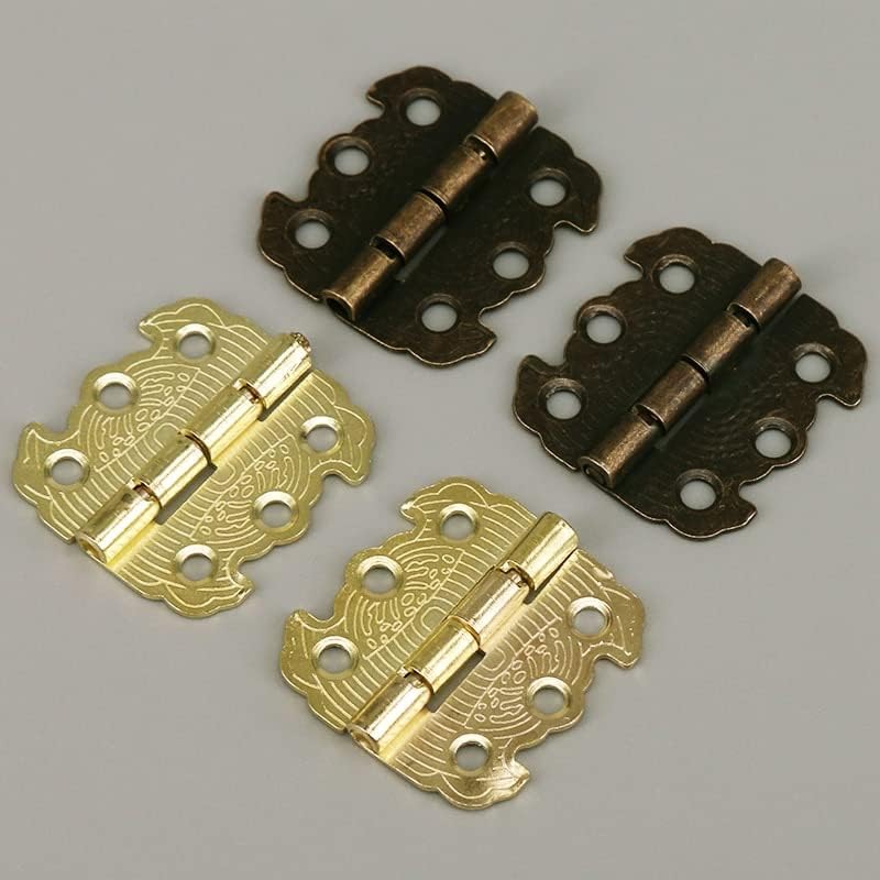 10pcs mini desenhos gravados depende de dobradiças retrô antigas para caixa de jóias de jóias de madeira Cabinete de caixa de tórax