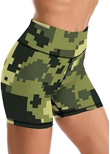 Calças de shorts de ioga Xiaomibu para mulheres levantando calças justas confortáveis ​​Camuflagem Impressão de moletom Selta