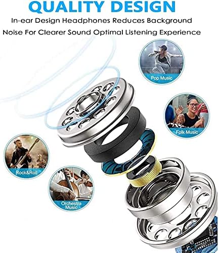 Fones de ouvido com fio Hi -Fi Sound Headphones Handsfree Mic Headset Metal Earbuds In -orb Earpices Compatível com