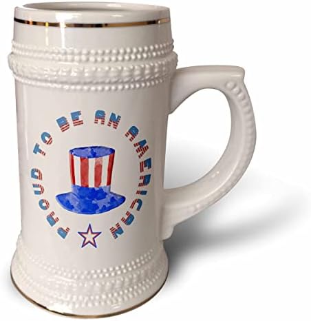 3drose orgulhoso de ser americano. Feliz Dia da Independência Patriótico. - 22 onças de caneca