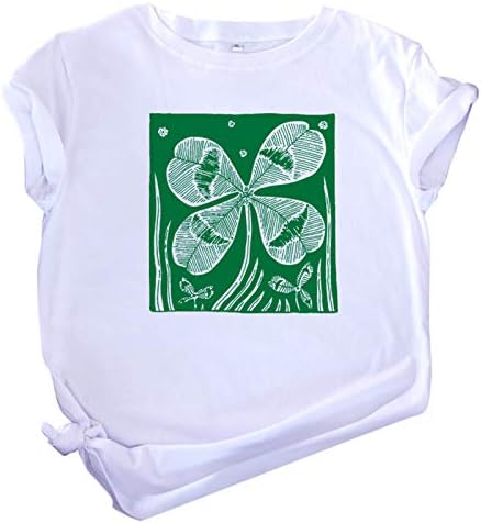 Camiseta feminina camisetas, trevo feminino tees impressos de manga curta Tops de St. Patrick