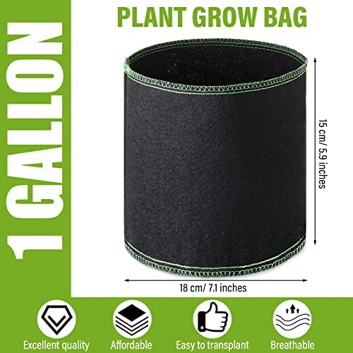 Mimorou 50 pacote de 1 galão de bolsas de cultivo a granel a aeração pesada de tecido de plantio de tecido de plantio de cultivo não