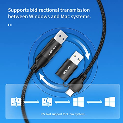 MT-VIKI USB 3.0 + Sincronizador de cabo de transferência Tipo C, dois dados de transferência de dados mútuos de computador de alta velocidade Suporte de cabo de transferência USB 3.0 Thunderbolt 3 4 5 Gbps