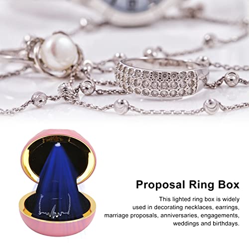 Caixa de anel, caixa de presente de jóias de anel de veludo redonda com luz LED, jóias anel de jóias Visor de jóias Caixas de