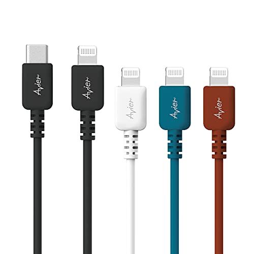 Mix de cores Avier, 3/6ft, USB C para Lightning Cable [3-Pack], Power Delivery, MFI certificado para iPhone 12 Pro Max/11 Pro Max/X/Xs/Xr/8