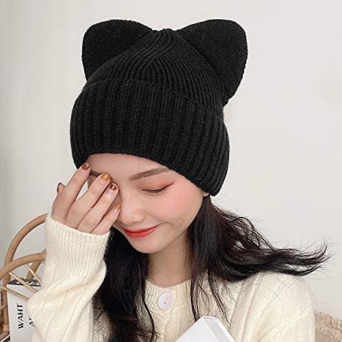 Belady gato chapéu gorro com orelhas de gato para mulheres tricôs hat girls